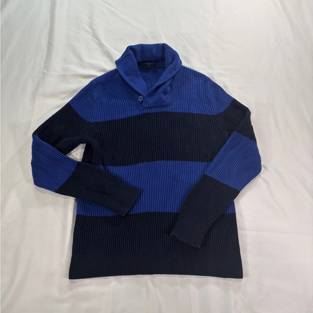 Men's Express Blue and Black Striped Sweater